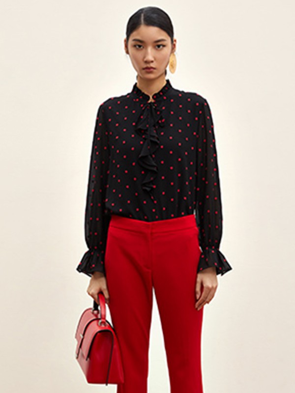 慕歌2022秋冬季黑色衬衫