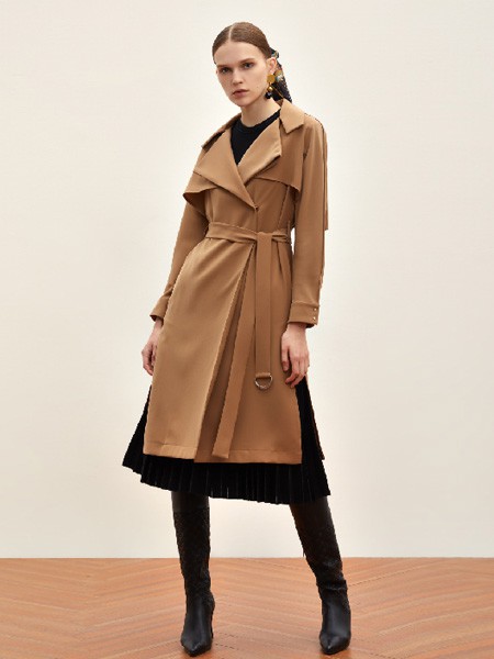 慕歌2022秋冬季咖啡色大衣