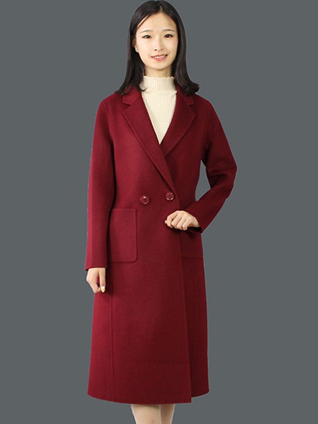 高赏依品2022秋冬季酒红色大衣