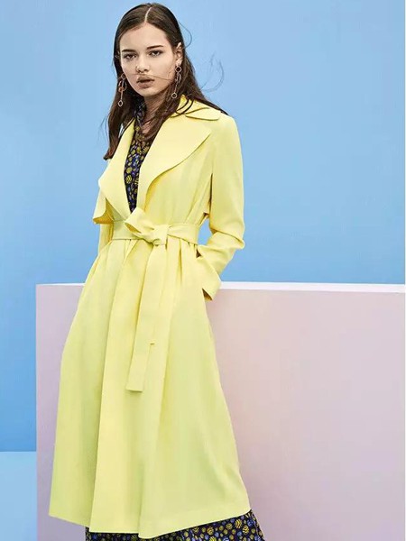 TRANDS女装2022秋冬季黄色风衣
