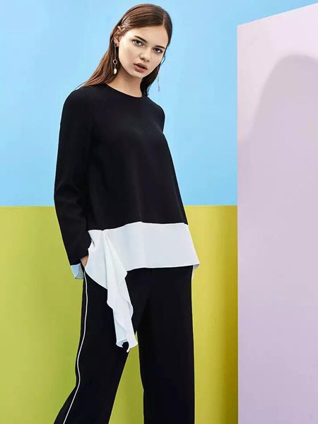 TRANDS女装2022秋冬季黑色阔腿裤