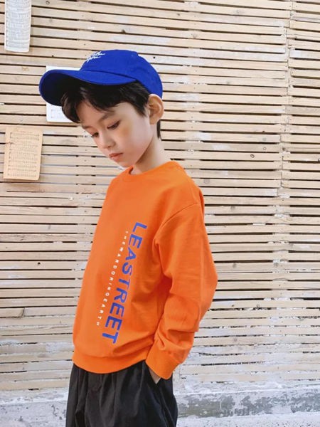 韩米娜童装2022秋冬季橙色T恤