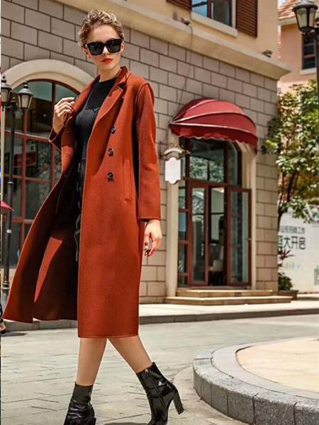 诺伊朵女装2022秋冬季咖啡色大衣