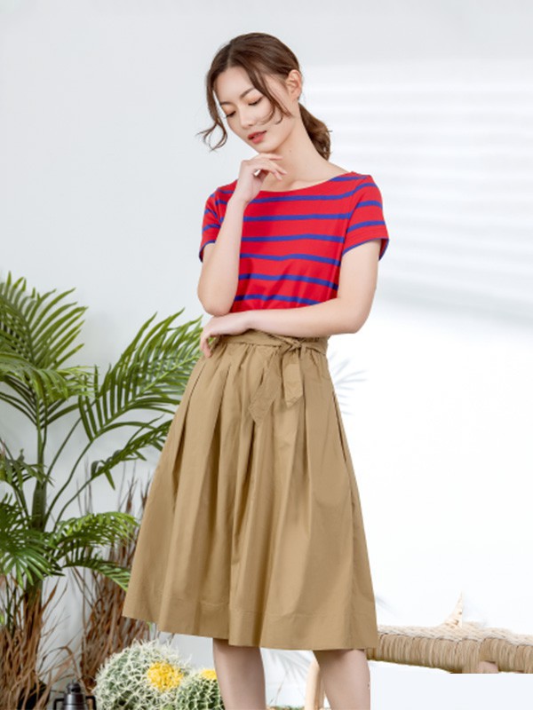 ISSUE亦抒女装2023春夏季卡其色半身裙