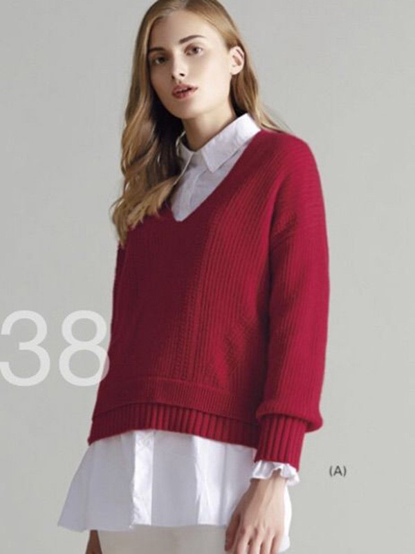 鹿邦女装2022秋冬季红色毛衣