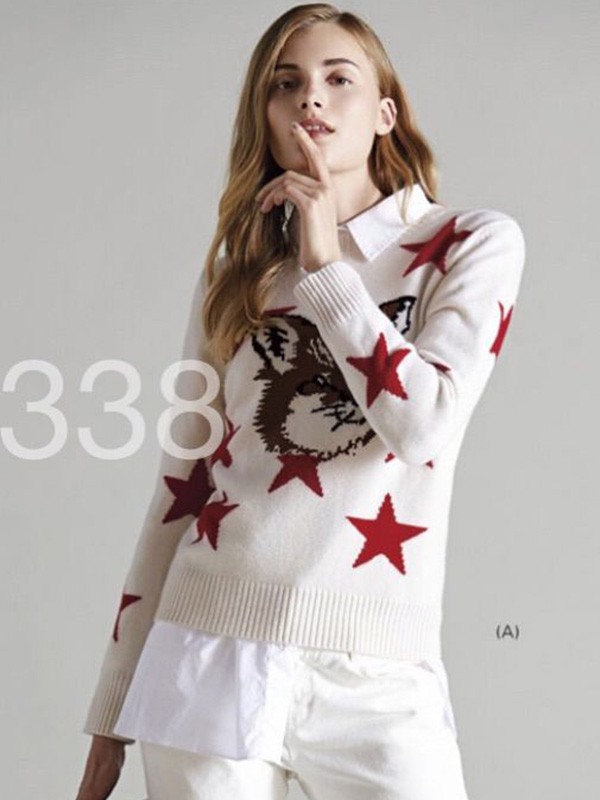 鹿邦女装2022秋冬季白色毛衣