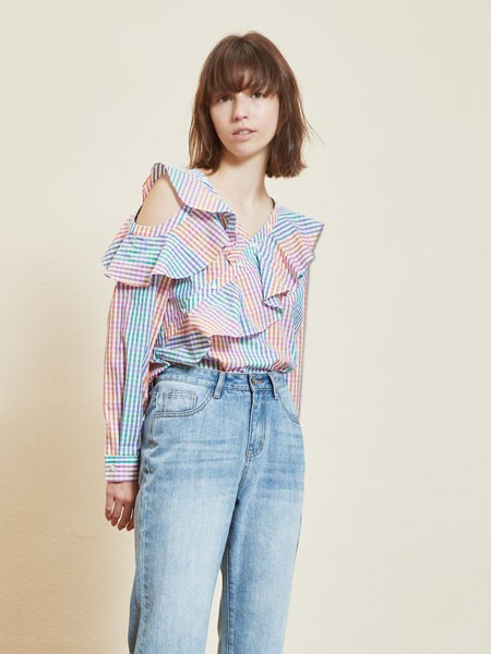 那汀女装2023春夏季蓝色长裤