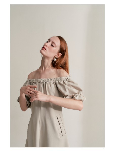 Cyncia辛西娅女装2023春夏季灰色连衣裙