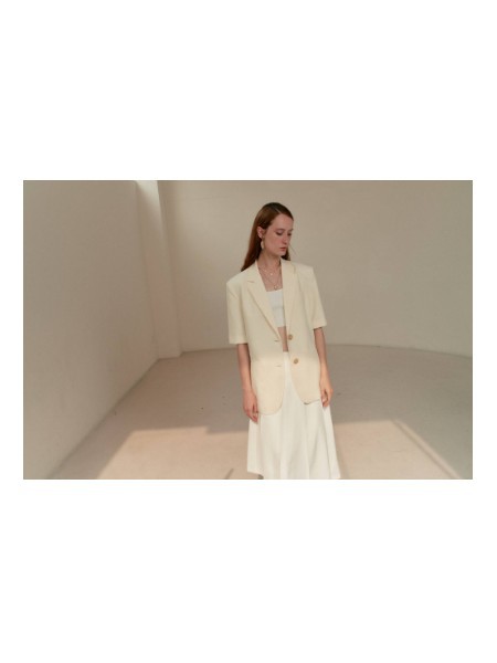 Cyncia辛西娅女装2023春夏季白色西装