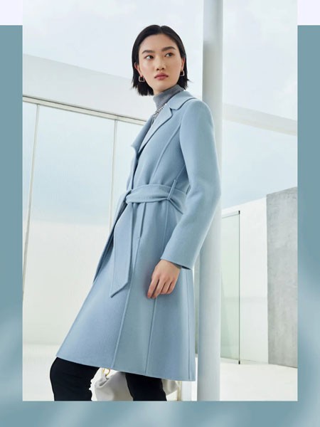 赢智尚女装2022秋冬季蓝色大衣