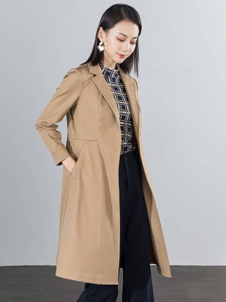 预瑄女装2022秋冬季卡其色风衣