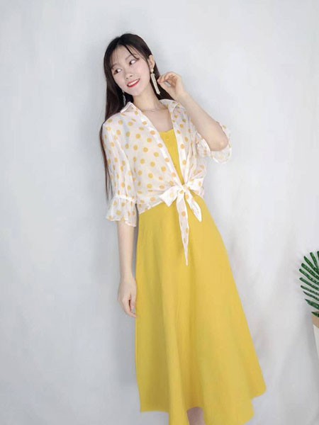 裳舍2023春夏季黄色吊带裙