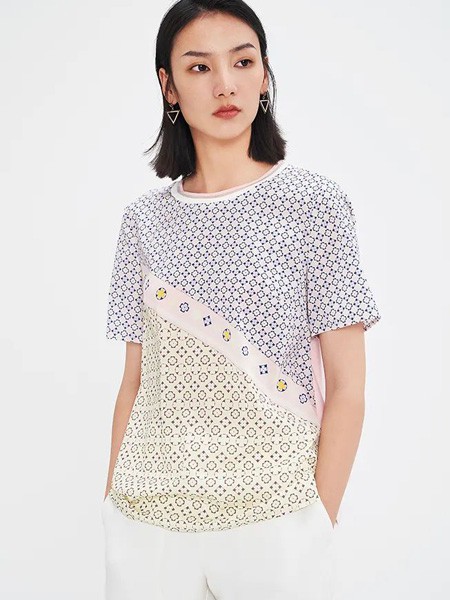 蓝珣女装2022秋冬季拼色T恤