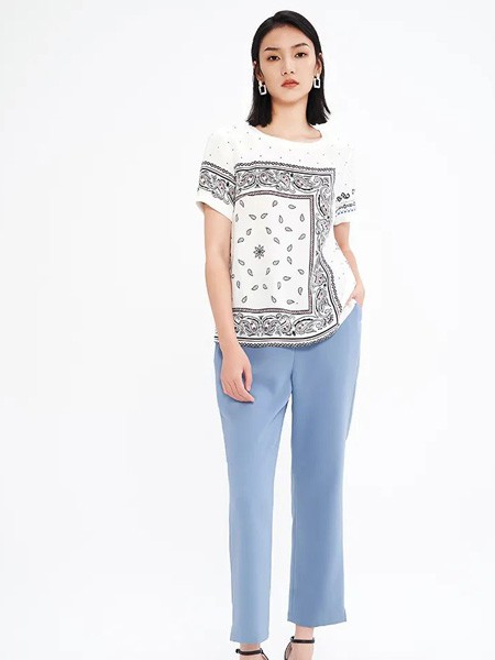 蓝珣女装2022秋冬季白色T恤