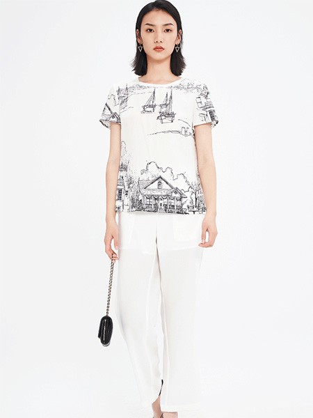 蓝珣女装2022秋冬季白色T恤