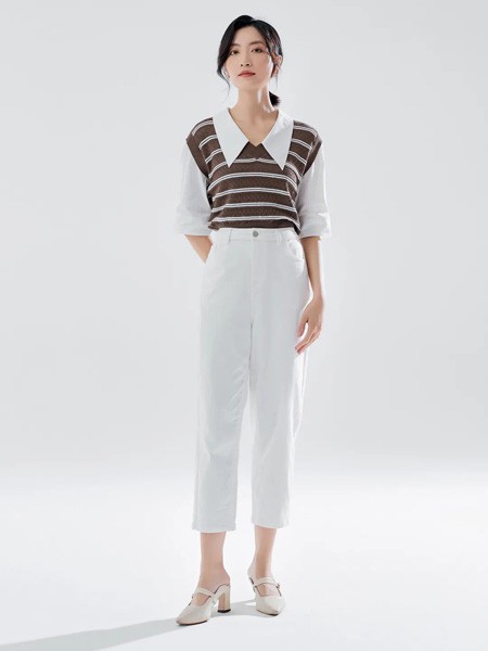 蓝珣女装2022秋冬季白色七分裤