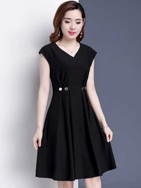 衣一豪美女装2022秋冬季黑色连衣裙