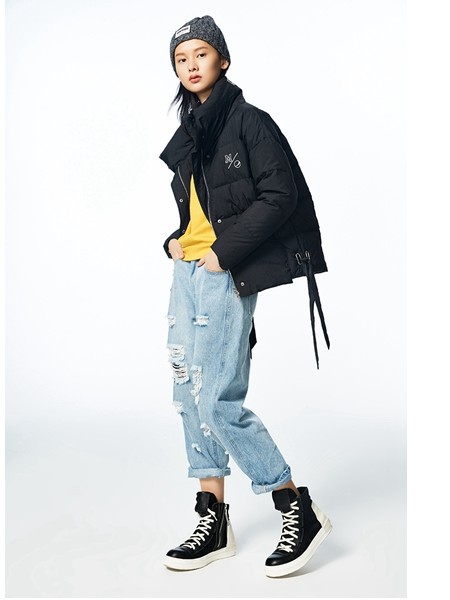 芭芭利亚babaliya女装2022秋冬季黑色棉服