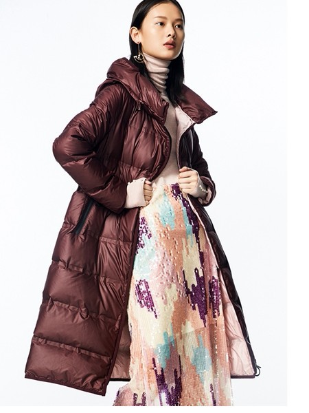 芭芭利亚babaliya女装2022秋冬季咖啡色棉服