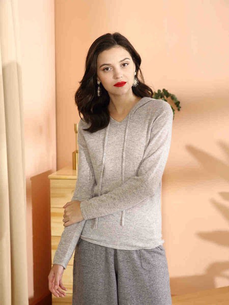 红太羊绒羊衫毛衫2022秋冬季灰色卫衣