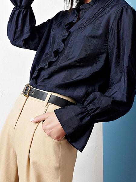 百味丽人女装2022秋冬季黑色衬衫