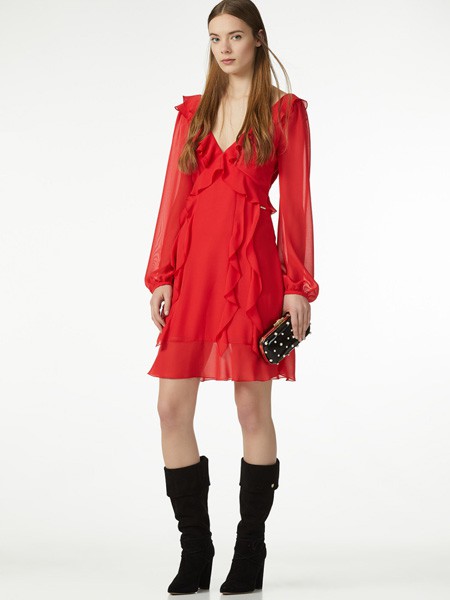 瑠久LIU.JO女装2023春夏季红色连衣裙