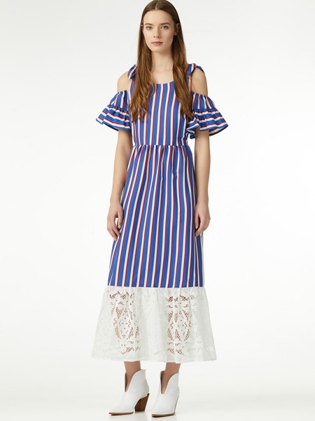 瑠久LIU.JO女装2023春夏季紫色连衣裙