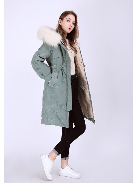 爱町2022秋冬季绿色棉服