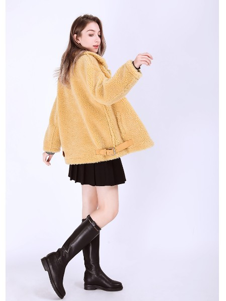 爱町女装2022秋冬季黄色针织衫