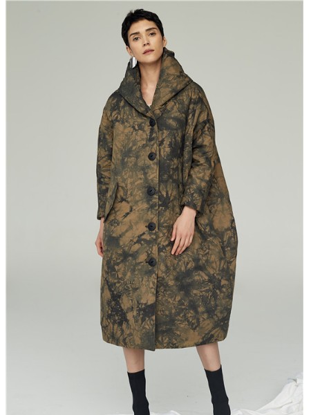 清静语女装2022秋冬季军绿色外套