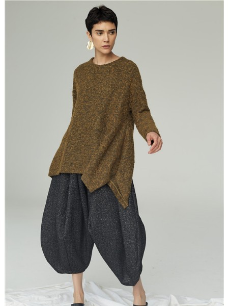 清静语女装2022秋冬季军绿色T恤