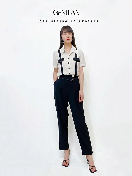 歌米蓝女装2022春夏季白色衬衫