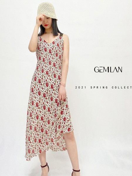 歌米蓝女装2022春夏季白色吊带裙