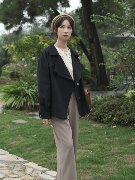 百武西BIOLIVING女装2022秋冬季黑色西装