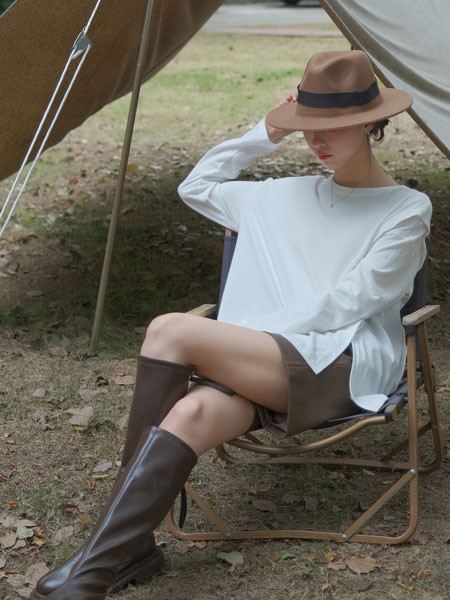 百武西BIOLIVING女装2022秋冬季白色T恤