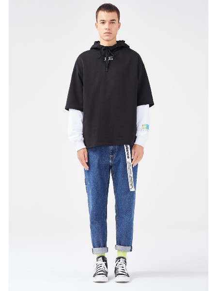 杰纳思GNIOUS男装2023春夏季黑色卫衣