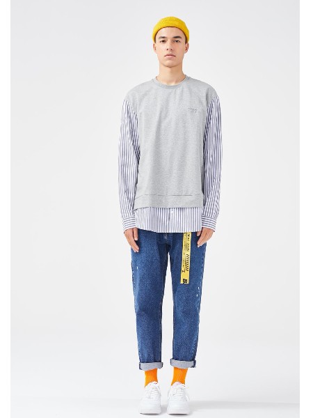 杰纳思GNIOUS男装2023春夏季灰色T恤