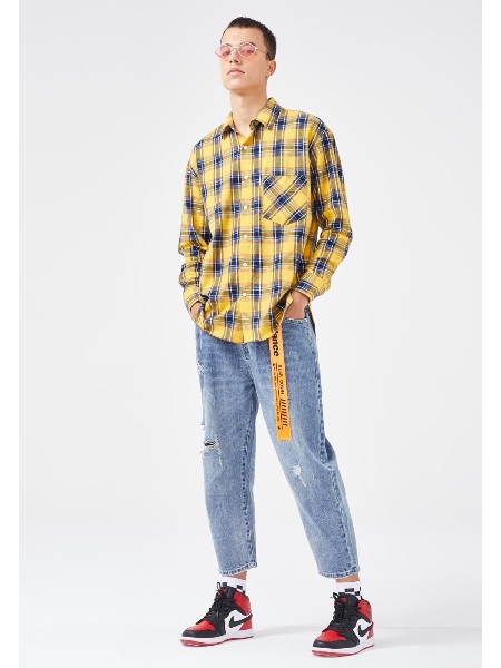 杰纳思GNIOUS男装2023春夏季黄色衬衫