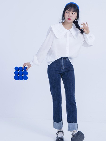 木子简MSDOU女装2022秋冬季白色衬衫