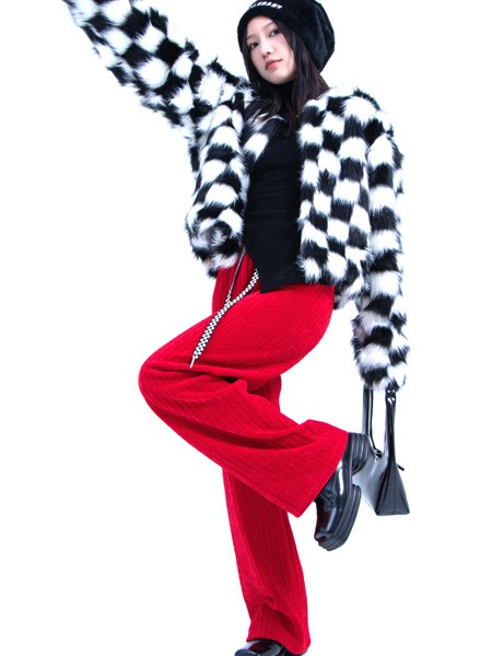 木子简MSDOU女装2022秋冬季红色长裤