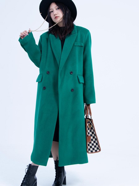 木子简MSDOU女装2022秋冬季绿色大衣