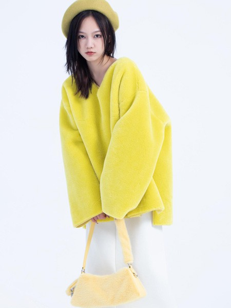 木子简MSDOU女装2022秋冬季黄色毛衣