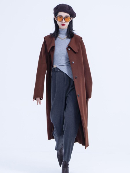 木子简MSDOU女装2022秋冬季咖啡色大衣