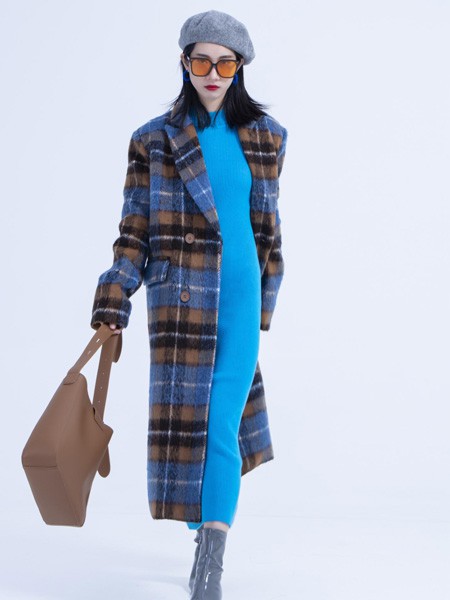 木子简MSDOU女装2022秋冬季蓝色毛衣裙