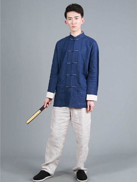 昕汉唐休闲装2023春夏季蓝色唐装