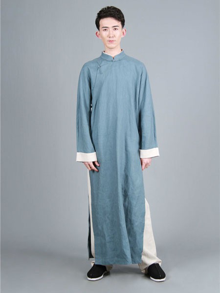 昕汉唐休闲装2023春夏季蓝色唐装