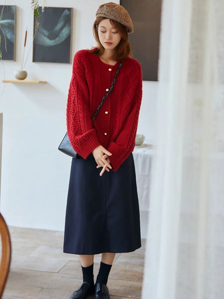 旦可韵女装2022秋冬季黑色长裙