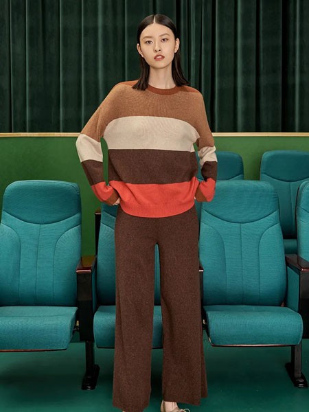 旦可韵女装2022秋冬季咖啡色长裤