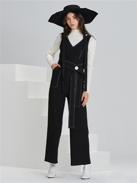 抹上2022秋冬季黑色背带裤