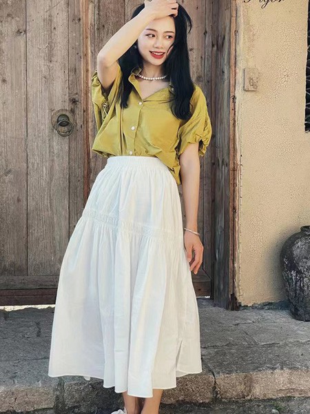 拉格蓓芮Y·LGBR女装2023春夏季白色长裙